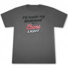 Coors Light Trade My Girlfriend Dark Grey Graphic Tee Shirt Gray