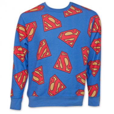 Superman Logo Sublimation Crew Neck Sweat Shirt Blue