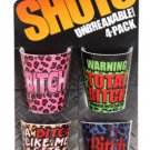 Party Shots Bitch Shot Glasses 4-Pack Pink