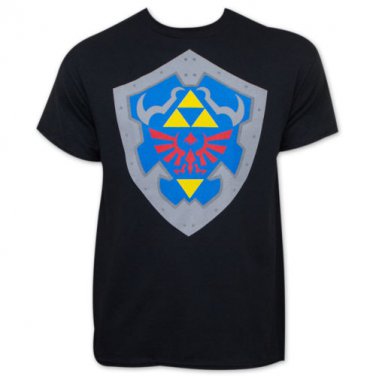 Nintendo Men's Zelda Simple Shield Tee Shirt Black