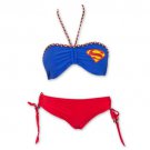 Superman Cheeky Short Women's Braided Bandeau Bikini Blue