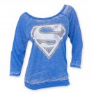 Superman Burnout Women's Shirt Blue