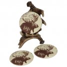 Set of Four Moose Coasters Brown