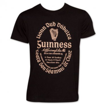 Guinness Irish Gaelic Label TShirt Black