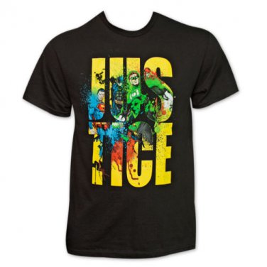 Justice League Splat Comic TShirt Black