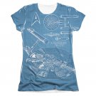 Star Trek Enterprise Plans Sublimation Juniors T-Shirt Blue