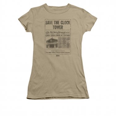 Back To The Future Juniors Save The Clock Tower Tee Shirt Brown