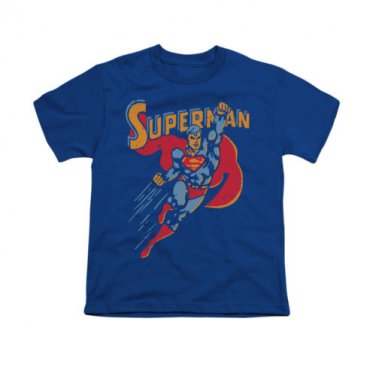 Superman Life Like Action Youth Unisex T-Shirt Blue