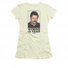 Parks And Recreation Woman Of The Year Cream Juniors Tee Shirt Off White