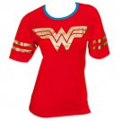 Wonder Woman Foil Logo Juniors Tee Shirt Red