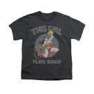 Wonder Woman Plays Rough Youth Unisex T-Shirt Gray
