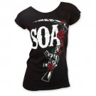 Sons Of Anarchy Slit Back Gun Sickle Women's Shirt Black