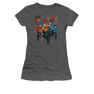 Star Trek Deep Space Thrills Juniors T-Shirt Gray