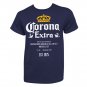 Corona Extra Bottle Label Navy T-Shirt Blue