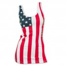 USA Women's Patriotic American Flag Tank Top Red