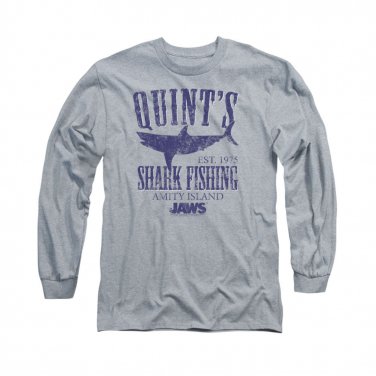 Jaws Quint's Shark Fishing Long Sleeve T-Shirt Gray