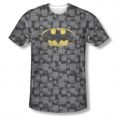 Batman Caped Crusader Repeat Sublimation Tee Shirt Black