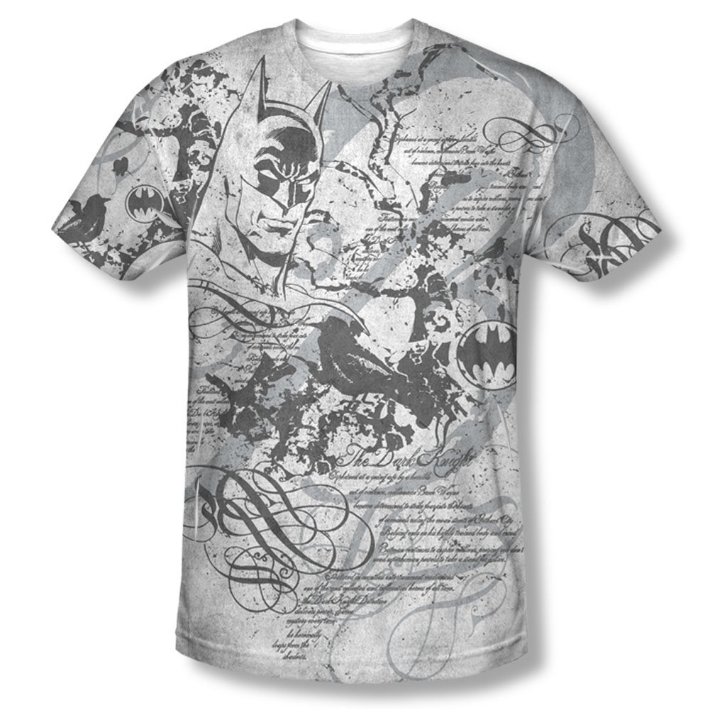 Batman Men's Sublimation Tale Of The Dark Knight Tee Shirt Gray