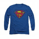 Superman Distressed Logo Long Sleeve T-Shirt Blue