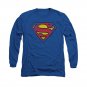 Superman Distressed Logo Long Sleeve T-Shirt Blue