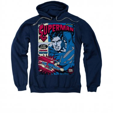 Superman Action Packed Comic Navy Pullover Hoodie Blue