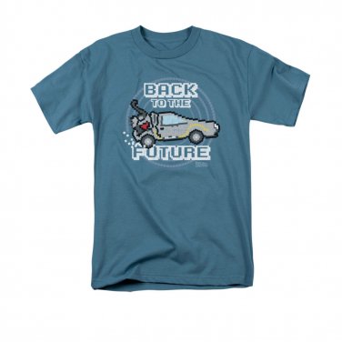 Back To The Future Men's 8-Bit Pixels Tee Shirt Blue