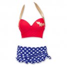 Wonder Woman Underwire Bustier Ruffle Skirt Bikini Swimsuit Blue