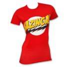 Big Bang Theory Bazinga Juniors Graphic Tee Shirt Red