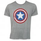 Captain America Shield Logo Tee Shirt - Heather Grey Gray