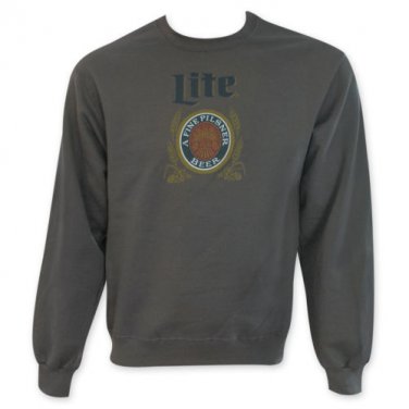 Miller Lite Men's Beer Logo Crew Neck Sweatshirt Gray