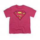 Superman Classic Logo Youth Unisex T-Shirt Pink