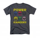 Power Rangers Men's Heads T-Shirt Gray