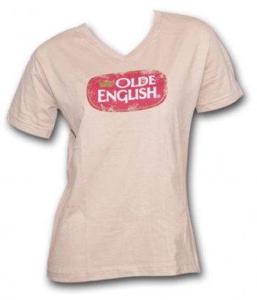 Olde English Distressed Oval Logo Tan Womens Graphic Tee Shirt Beige