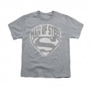Superman Man Of Steel Shield Youth Unisex T-Shirt Gray