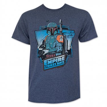 Star Wars The Empire Strikes Back Boba Fett Tee Shirt Blue