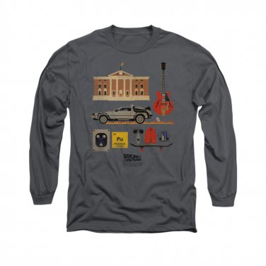 Back To The Future Items Long Sleeve T-Shirt Gray