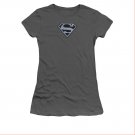 Superman Embroidered Mono Logo Juniors T-Shirt Gray