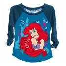 Disney The Little Mermaid Girls 7-16 Raglan Sleeve Ariel Tee Shirt Blue