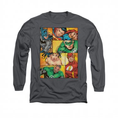 Justice League Hero Boxes Long Sleeve T-Shirt Gray