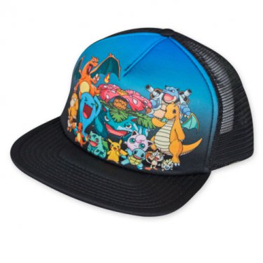 Pokemon Sublimated Characters Trucker Hat Black
