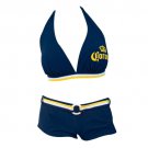 Corona Push Up Halter Boy Short Banded Bikini Blue