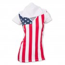 USA American Flag Women's Hooded T-Shirt Red