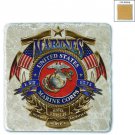 Marines USMC Badge Of Honor Stone Coaster Beige