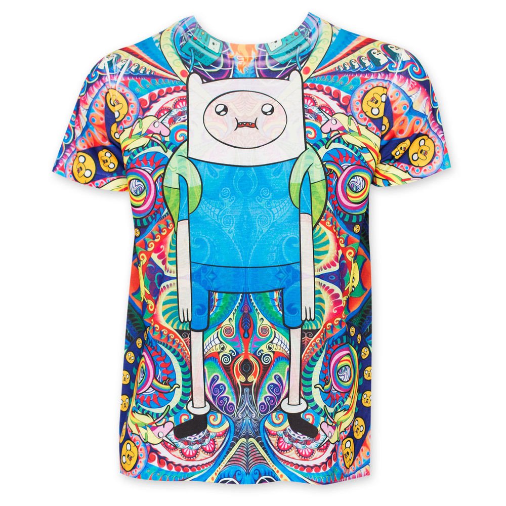 Adventure Time Sublimated Psychedelic Finn Tee Shirt White