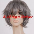 Anime short dark grey cosplay wig