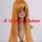 Blonde Brown Long Straight Anime Asuka Langley Soryu Cosplay Wig