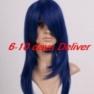 blue black long straight Clannad Kotomi Ichinose cosplay wig