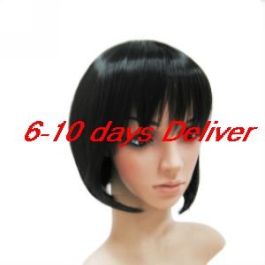 Capless Chin Length High Quality Synthetic Black Bob Style Hair Wigs