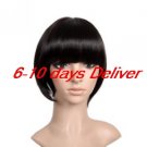 Capless Chin Length High Quality Synthetic Black Bob With Full Bang Hair Wig