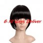 Capless Chin Length High Quality Synthetic Black Bob With Full Bang Hair Wig